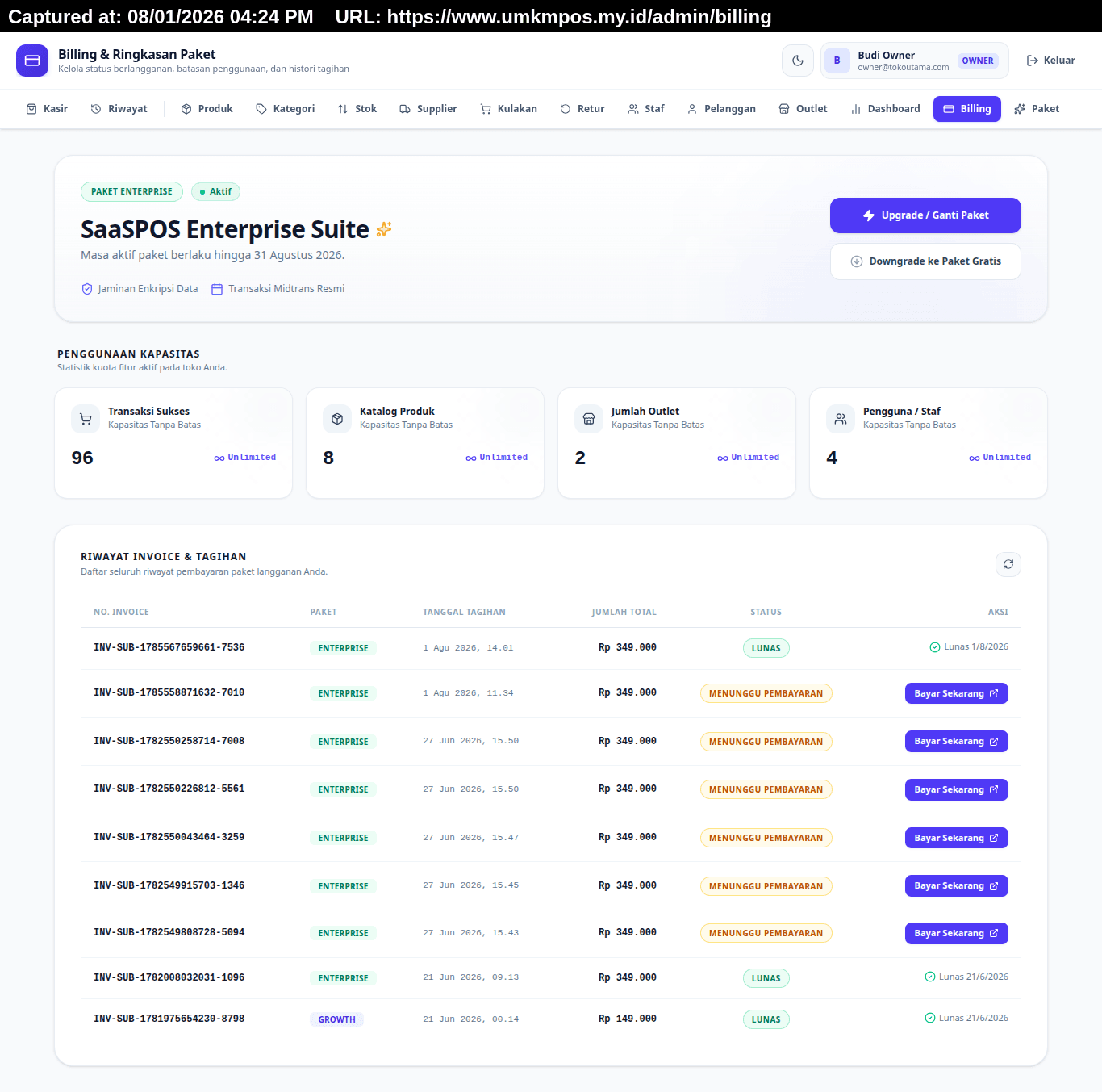 SaaSPOS UMKM - Enterprise Multi-Tenant POS Screenshot 3