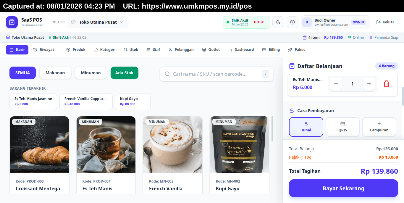 SaaSPOS UMKM - Enterprise Multi-Tenant POS Screenshot 2